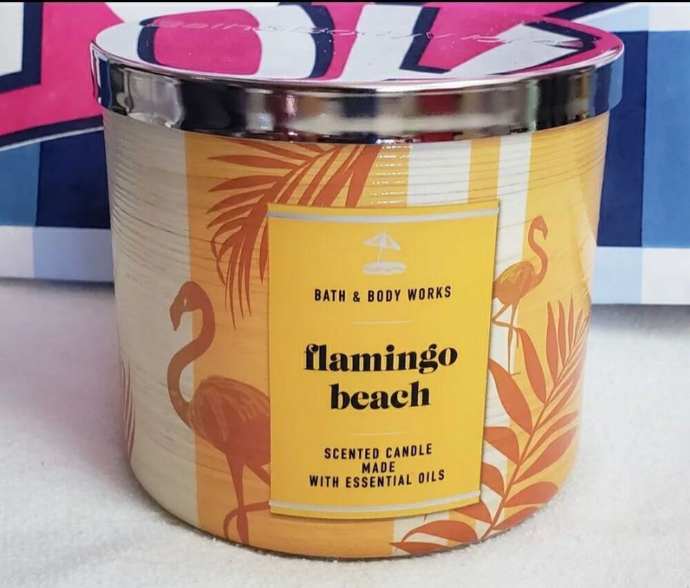 BBW Flamingo Beach Large 3 Wick Candle Home Fragrance